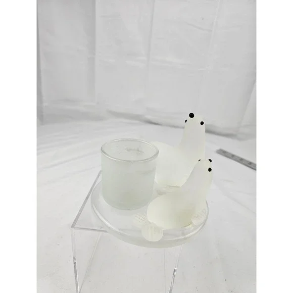 PartyLite Candle Holder Frosted‎ Glass Seals Mother and Baby Cute Home Decor - Picture 7 of 10